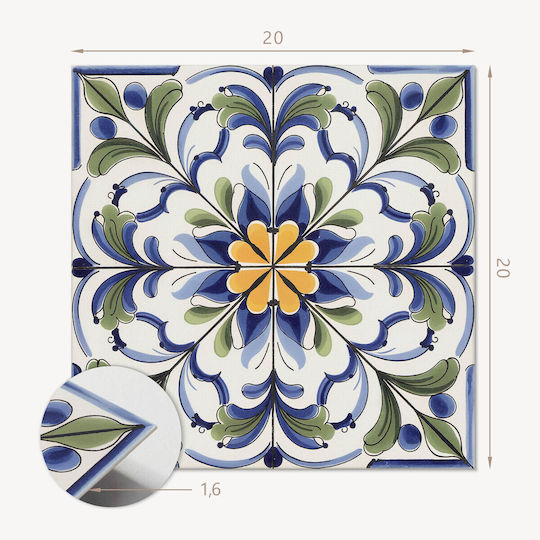 Wandsticker & Wandgemälde Vinyl Floreale Keramisches Design 20x20x20 cm