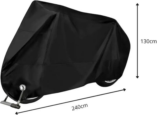 Waterproof Motorcycle Cover 240x130cm UV Protection Size XL Black