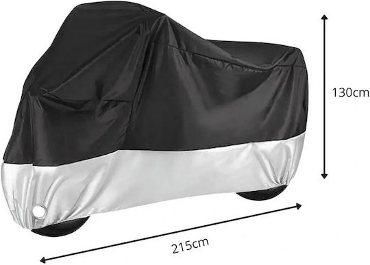 Waterproof Motorcycle Cover 215x130cm Uv Protection Silver Size L