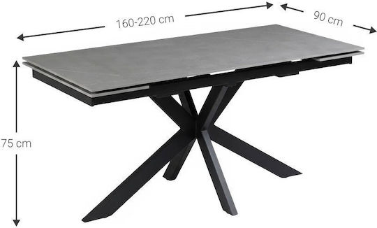 Duncan Masă Extensibilă cu Suprafață de Piatră Gri 160(+60)x90x75cm