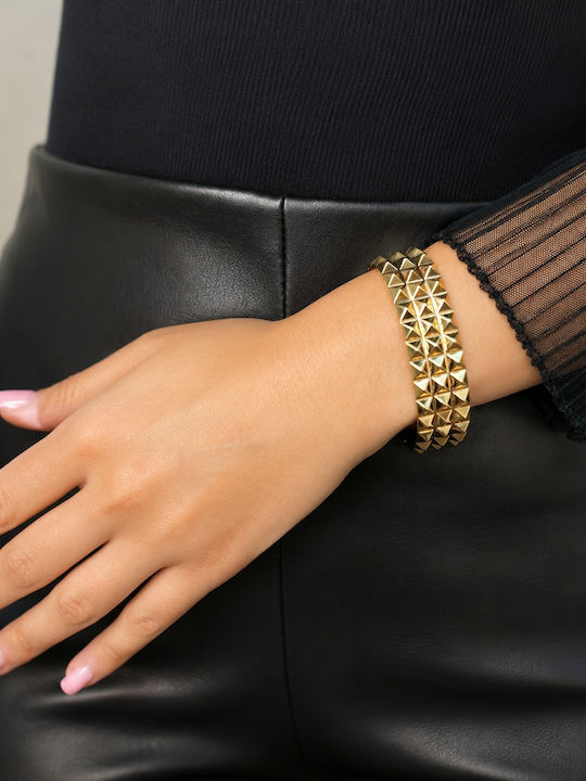 Rebecca Rebel Damen Armband Handschellen aus Stahl Vergoldet