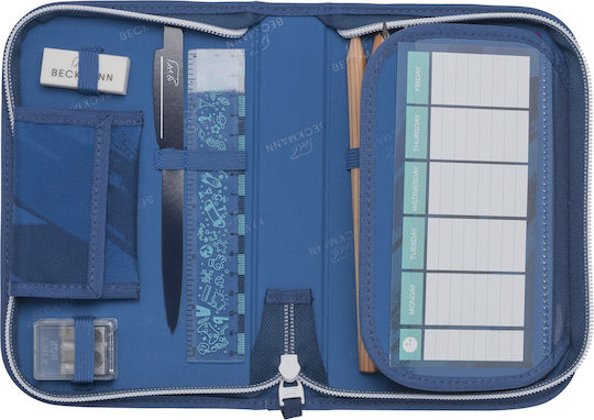 Beckmann Filled Wooden Blue Pencil Case