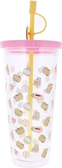 Thumbs Up Pusheen Чаша от Стъкло със Сламка 700ml Thumbs Up Pusheen Чаша от Стъкло със Сламка 700ml