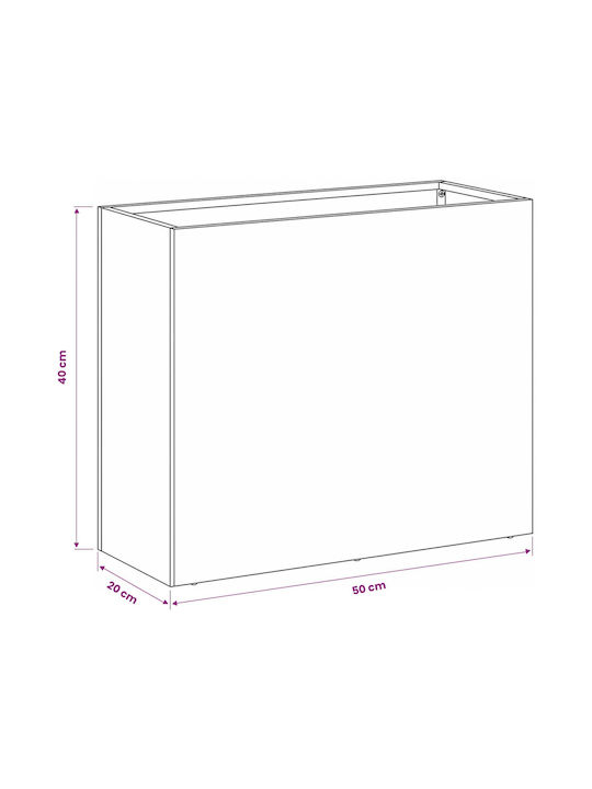vidaXL Metallic Silver Flower Pot 50x20x40cm