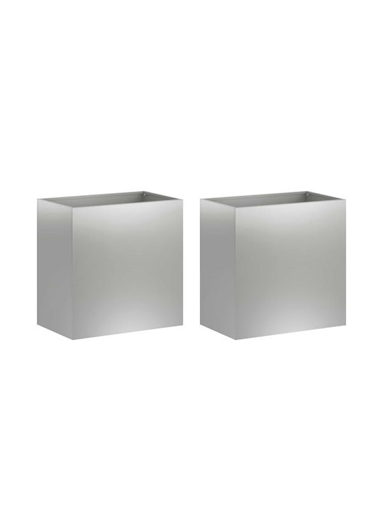 vidaXL Set 2 Metallische Pflanzgefäße Silber 50x50cm