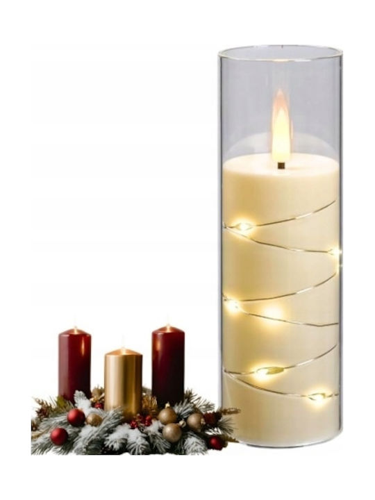 Christmas Plastic White Battery Candle 10cm