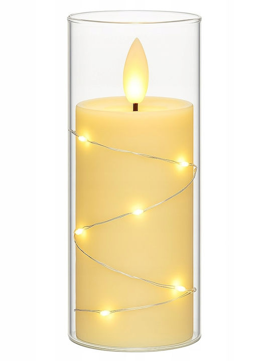 Christmas Plastic White Battery Candle 10cm