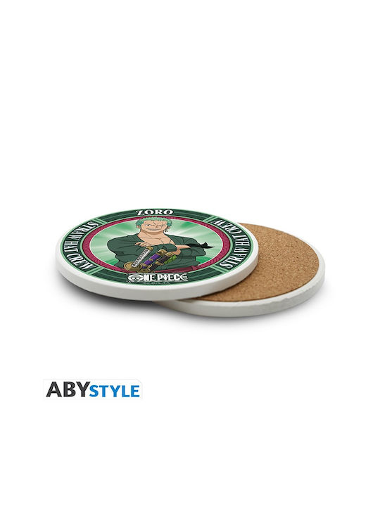 Abysse One Piece Roronoa Zoro Round Coaster Ceramic Multicolour 10cm