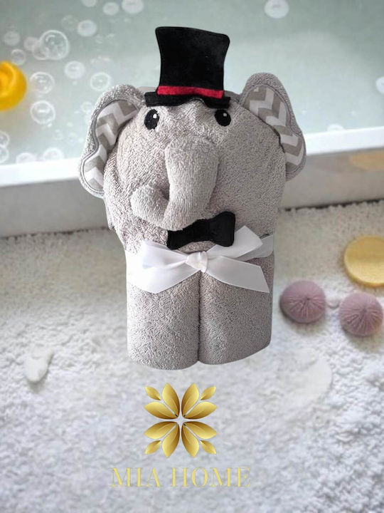 Mia Home Baby-Badetuch mit Kapuze Grau 85x85cm