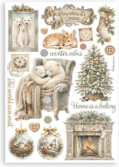 Αυτοκόλλητα Washi Pad A5 8 Φύλλα White Christmas