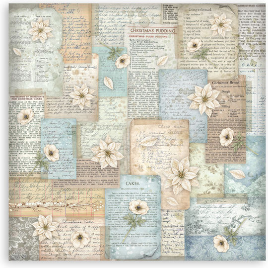 Hârtie Materiale Pentru Scrapbooking 22 Bucăți 30.5×30.5cm Stamperia White Christmas
