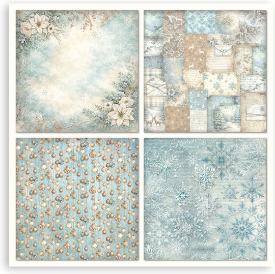 Scrapbooking-Zubehör 22 Stück 20,3×20,3cm Stamperia Weißer Weihnachten