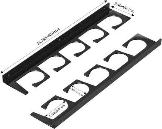 Organizator pentru 5 undițe Zola Metal Montare pe perete Accesorii de montare incluse 40 × 6.1 Cm Negru