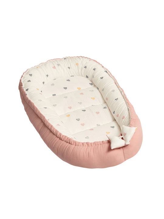 Kidizi Pernă pentru bebeluși tip cuib Color Hearts 50x90cm