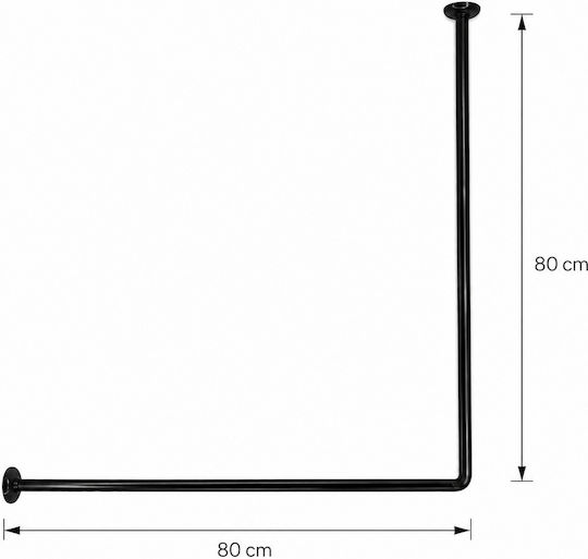 MRShome Bară de Perdea de Duș Colțară Neagră Φ22mm 80cm