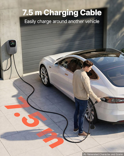 Vevor Επιτοίχιος Τριφασικός Φορτιστής 11kW με Ενσωματωμένο Καλώδιο 7.5m Type 2 (OZSXJLD11KWCFC12A001V8)