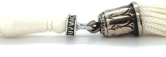 Kompologadiko Worry Beads with 33 Beads from Camel Bone with White Tassel