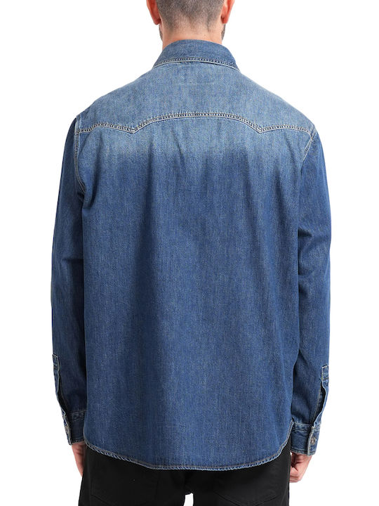 Hugo Langärmeliges Denim Overshirt in Normale Passform Blau