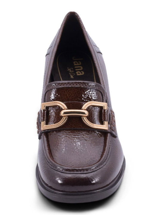 Patent Leather Heels with Medium Heel Brown