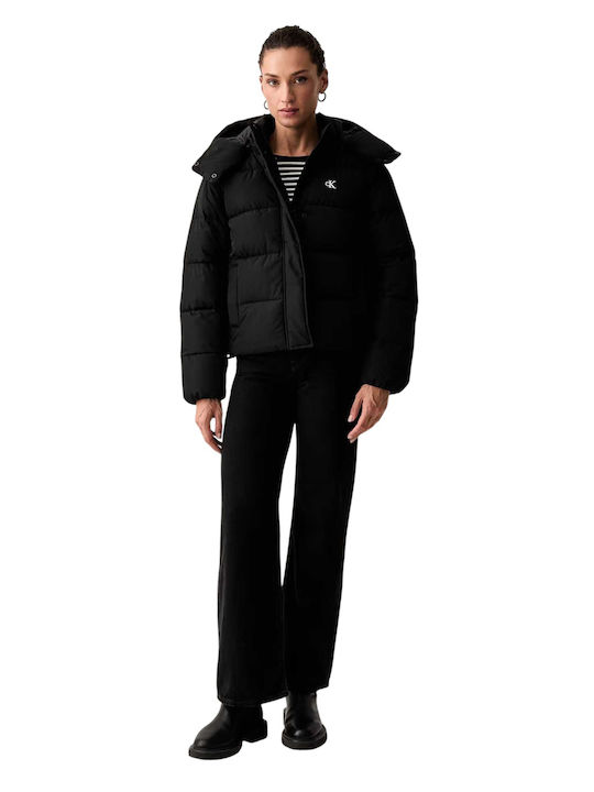 Късо дамско Puffer яке за зима Black