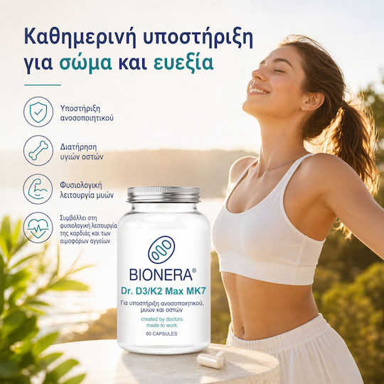 Bionera D3 Max + K2 (MK7) Vitamin for Immune Support & Bone Health 60 Capsules