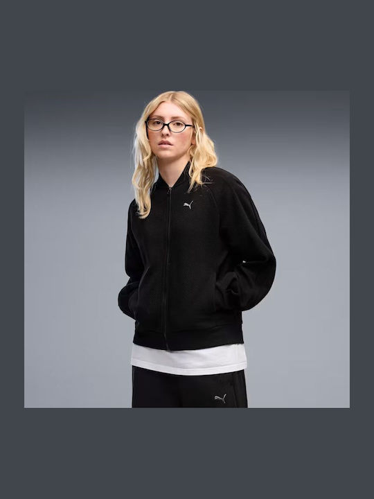 Long Women's Hooded Sweatshirt Cardigan Black