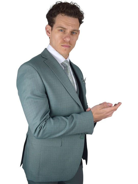 Men's Suit with Vest Green