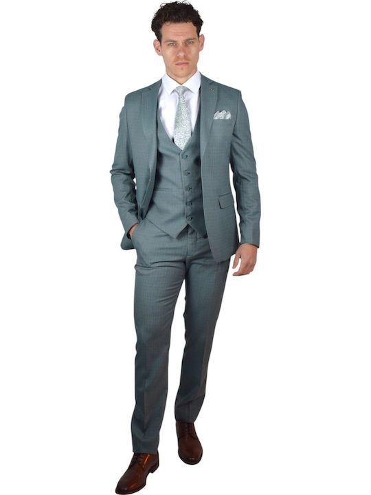 Men's Suit with Vest Green