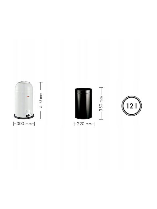 Wesco Kickmaster Waste Bin Plastic with Pedal Black