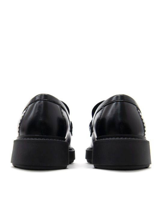Δερμάτινα Γυναικεία Loafers σε Μαύρο Χρώμα