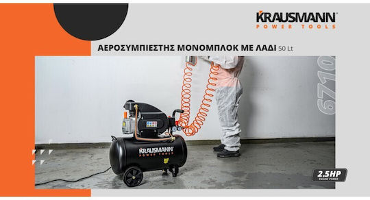 Krausmann Single-Phase Air Compressors with Power 2.5hp and Airtank 50lt 6710