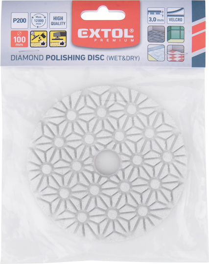 Disc De Șlefuire Cu Diamant Cu Cârlig Și Buclă Extol 100mm 8803094 Uscat Umed