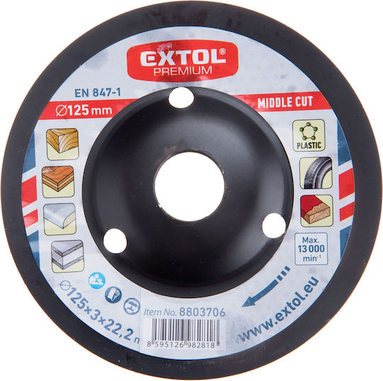 Disc Abrasiv Lemn Extol Polizor Unghiular 125x3x22.2 Mm Tăiere Medie Utilizare Multiproduct 8803706