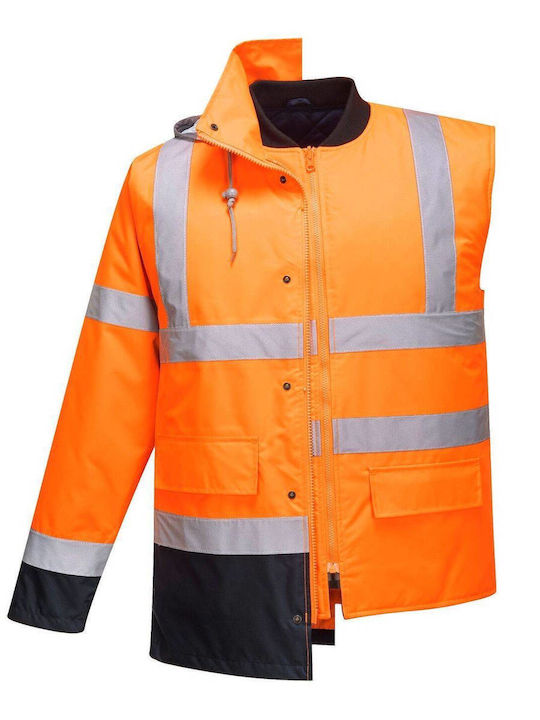 Jachetă De Lucru Cu Elemente Reflectorizante 4-1 Bicolor Traffic Portocalie Portwest S471ONRonrl