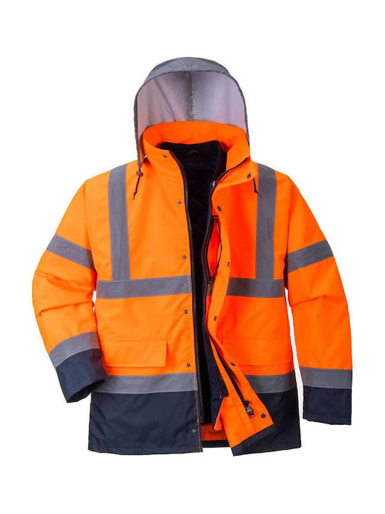 Jachetă De Lucru Cu Elemente Reflectorizante 4-1 Bicolor Traffic Portocalie Portwest S471ONRonrl