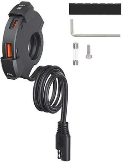 Încărcător Moto Rezistent la Apă cu Porturi 1xUSB și 1xType-C