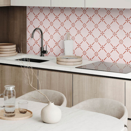 Set of Vinyl Tile Stickers Printed Elegant Floral Pattern 9x30x30 Pieces