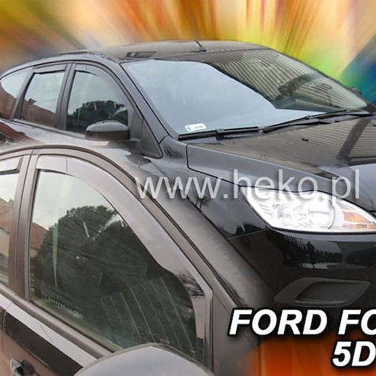 Heko Set of Windbreakers Front Car Dark Fime for Ford Focus MK2 4D/5D 2004-2011 2pcs