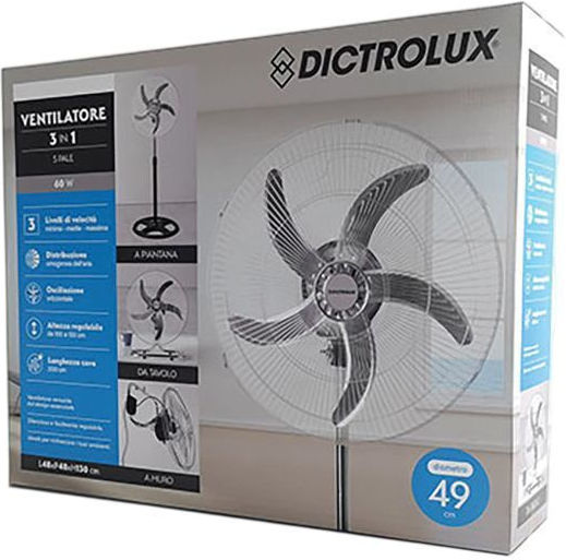DictroLux Pedestal Fan 60W Fan Diameter 49cm Multicoloured