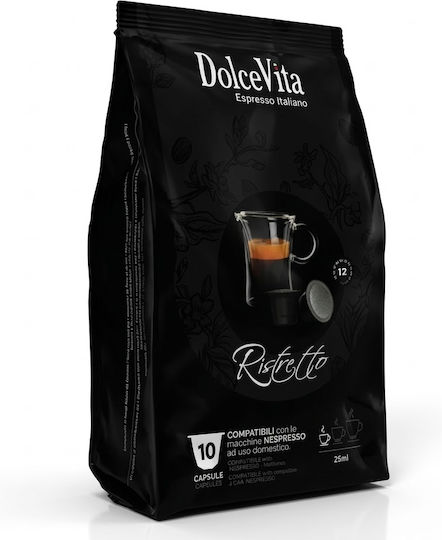 Dolce Vita Capsules Espresso Ristretto Compatible with Machine Nespresso 100caps,tobolek