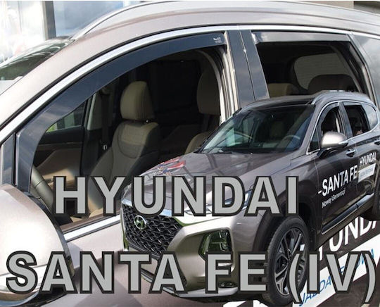 Heko Set of Windbreakers Front and Rear Car Dark Fime for Hyundai Santa Fe 4pcs