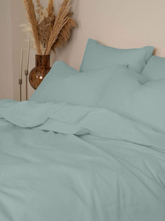 Sunshine Cotton Feelings 114 Double Bed Sheet With Rubber Hugger 160x200+30cm Light Aqua