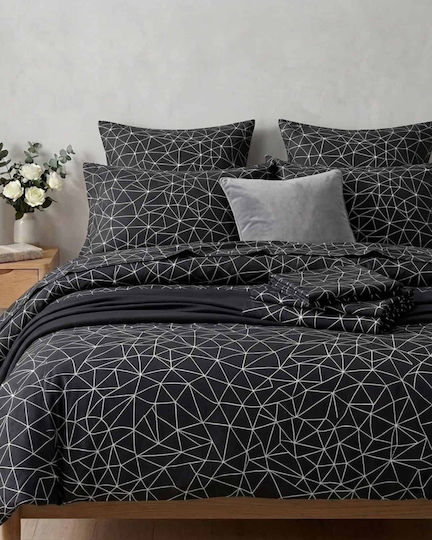 Olia Home Σετ Σεντόνια Μονά 170x260εκ. Μαύρο (3τμχ)