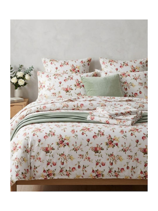 Olia Home Set Cearșafuri cu Elastic 160x200+35cm. Roz 4buc