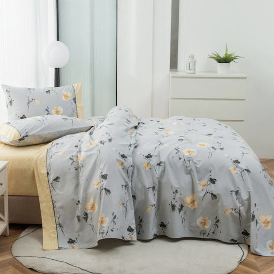 Liolios Home Σετ Σεντόνια Υπέρδιπλα 245x270εκ. Γκρι (4τμχ)