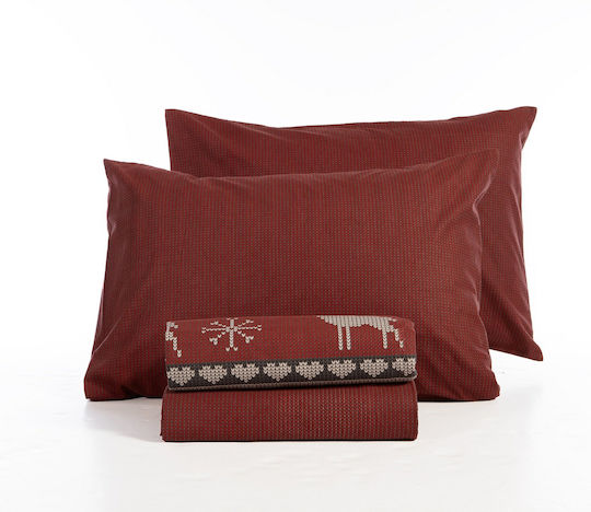 Nef-Nef Homeware Sheet Sets Queen Flannel 240x260cm. Tinsel Bordo 4pcs
