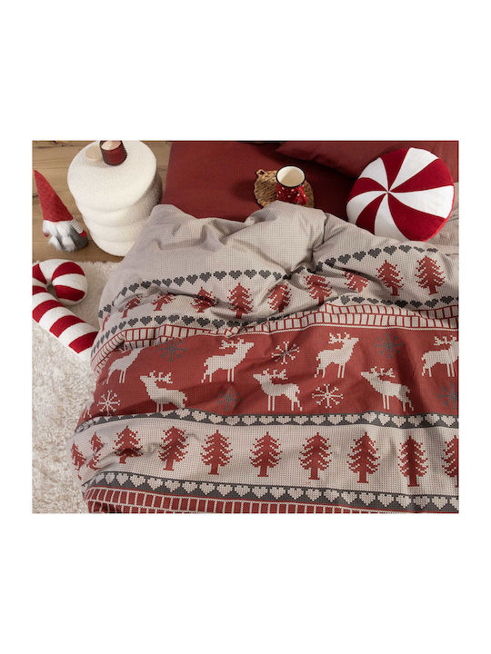 Nef-Nef Homeware Сет Чаршафи Фланелени 240x260см. Tinsel Bordo 4бр