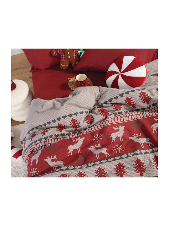 Nef-Nef Homeware Сет Чаршафи Фланелени 240x260см. Tinsel Bordo 4бр