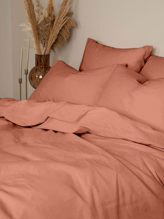 Sunshine Cotton Feelings 117 Double Bed Sheet With Rubber Hugger 160x200+30cm Peach