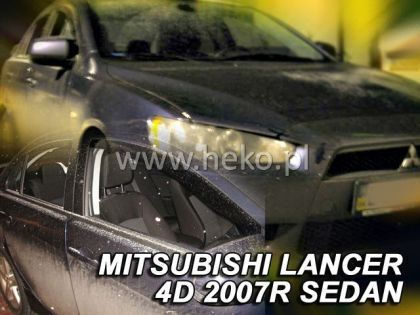 Heko Set of Windbreakers Front and Rear Car Dark Fime for Mitsubishi Lancer 4pcs